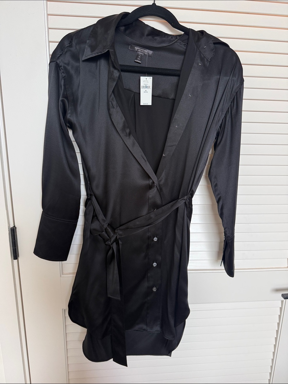 Banana Republic Black Silk Button Dress